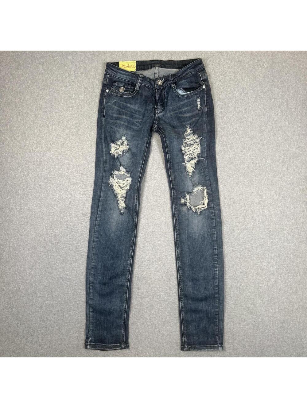 Machine Women's Size 28 Medium Wash Blue Distressed Skinny Jeans Ankle Length